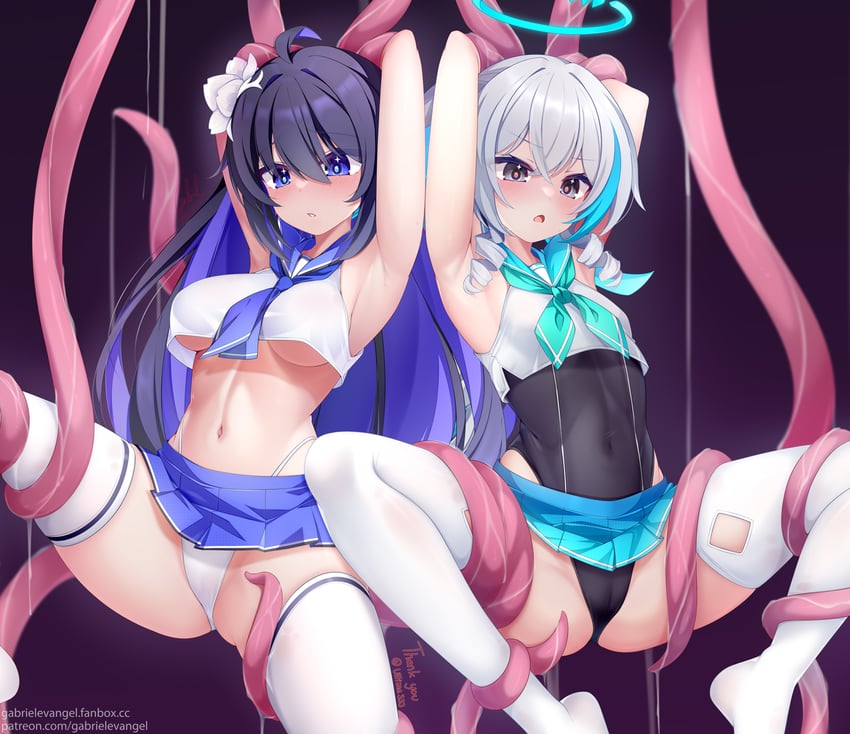 bronya zaychik and seele vollerei (honkai and 1 more) drawn by gabriel_evangel