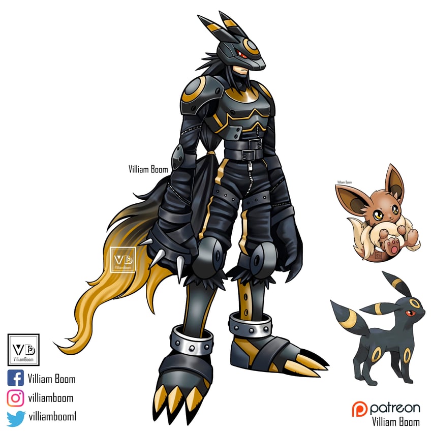 eevee and umbreon (pokemon and 1 more) drawn by villiam_boom
