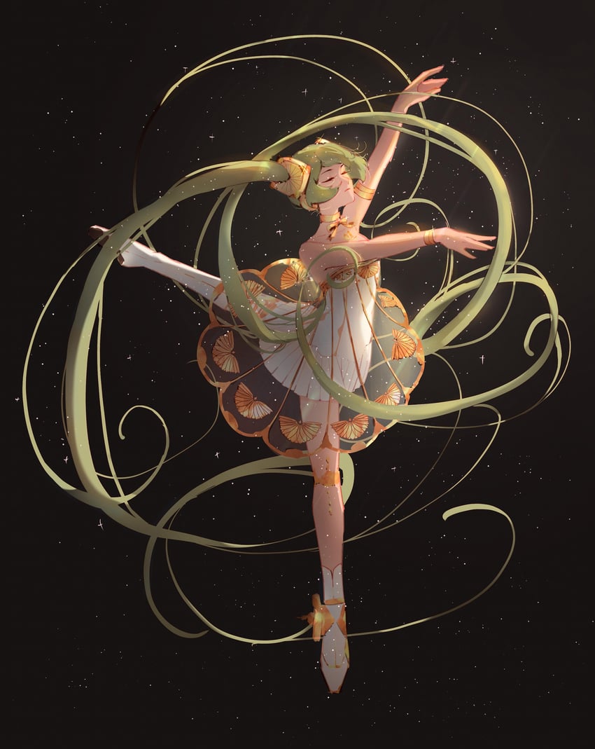 hatsune miku and gramophone miku (vocaloid and 1 more) drawn by yi_er_san