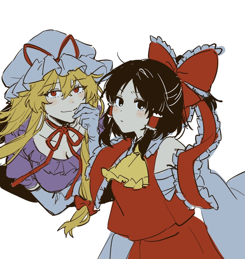 hakurei reimu and yakumo yukari (touhou) drawn by noriuma