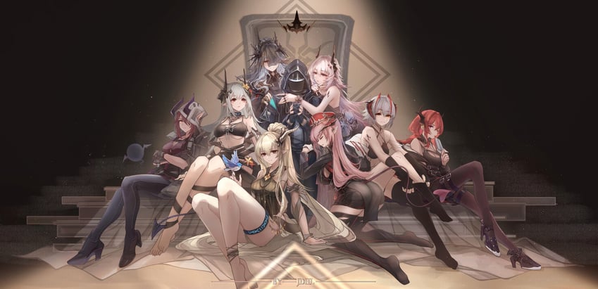 doctor, surtr, w, mudrock, theresa, and 4 more (arknights) drawn by jdhlfire