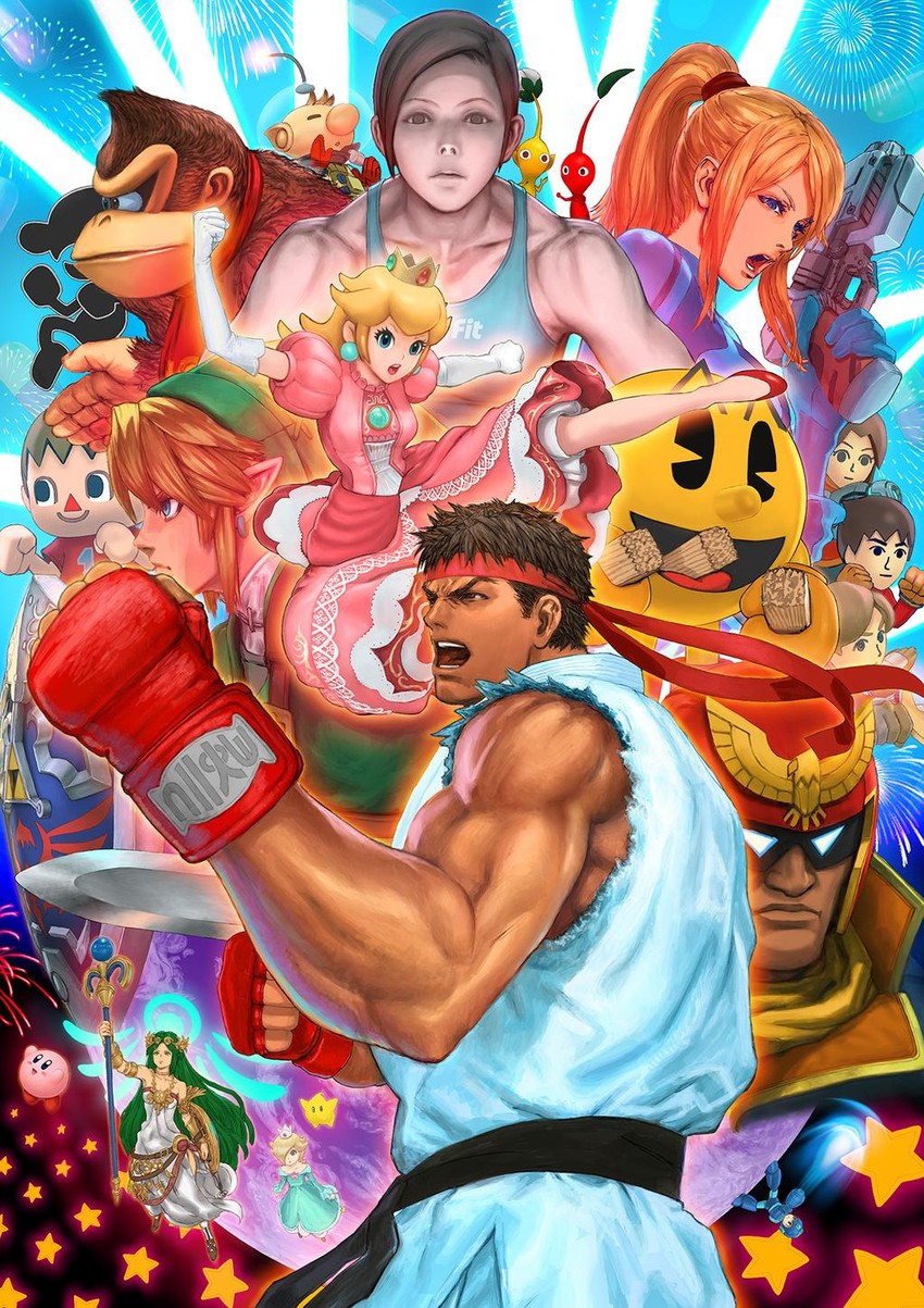 link, kirby, princess peach, samus aran, rosalina, and 17 more (the legend of zelda and 19 more) drawn by yasuda_akira