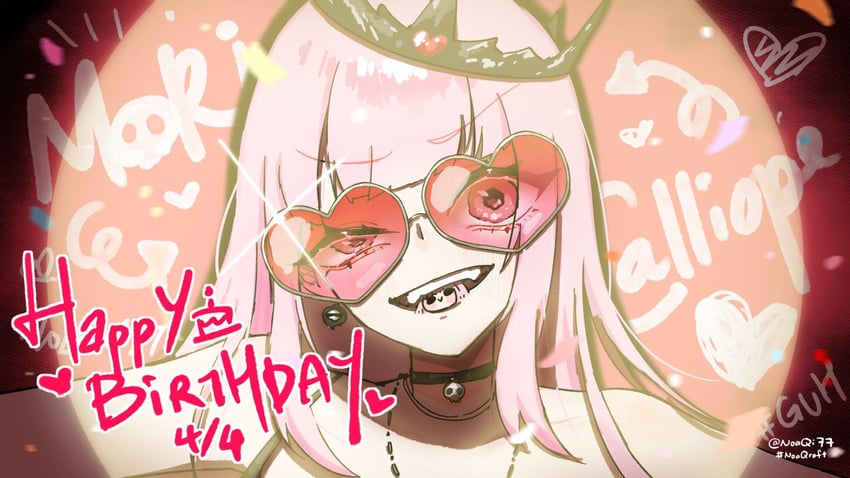 mori calliope, death-sensei, and smol calli (hololive and 1 more) drawn by noaqi77