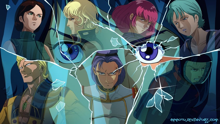 kamille bidan, haman karn, quattro bajeena, four murasame, emma sheen, and 3 more (gundam and 1 more) drawn by ammotu