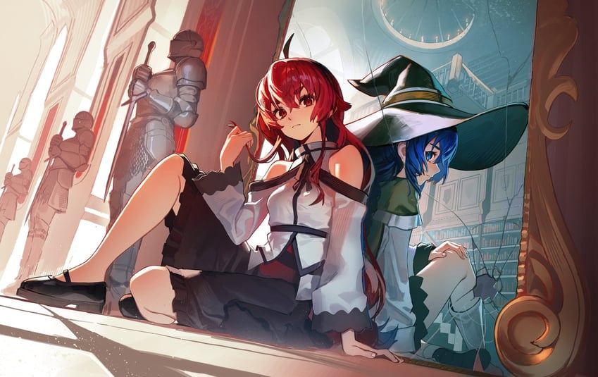 roxy migurdia and eris greyrat (mushoku tensei) drawn by dethmaid