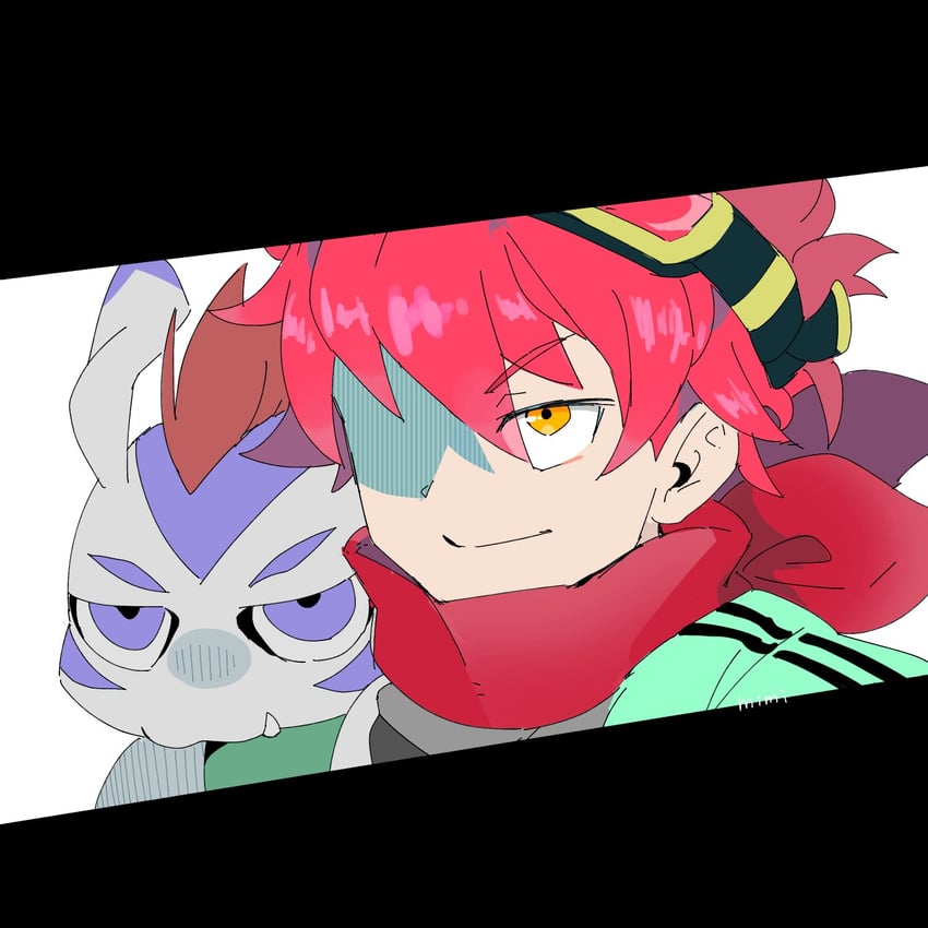 gomamon and yuuki dan (digimon and 1 more) drawn by mimi_02525