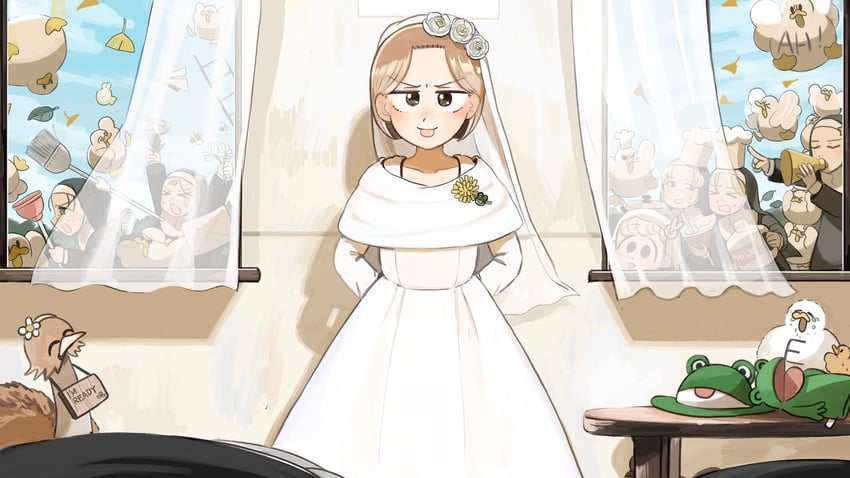 strict nun, star nun, smug nun, bunny nun, leaf nun, and 2 more (little nuns) drawn by diva_(hyxpk)