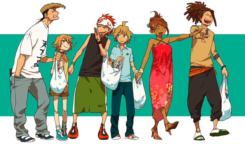 naegi makoto, fujisaki chihiro, asahina aoi, owada mondo, hagakure yasuhiro, and 1 more (danganronpa and 1 more) drawn by 36_gou