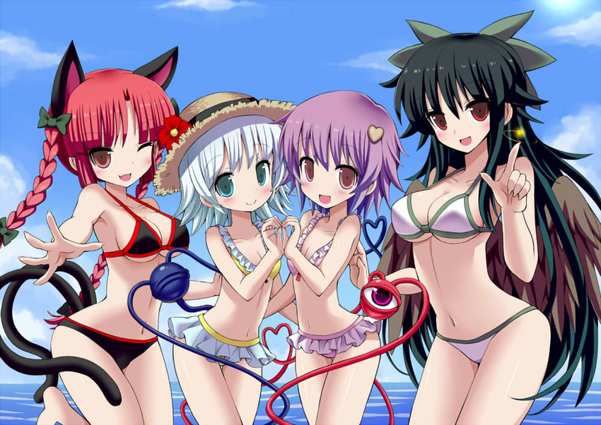 komeiji koishi, komeiji satori, kaenbyou rin, and reiuji utsuho (touhou) drawn by givuchoko