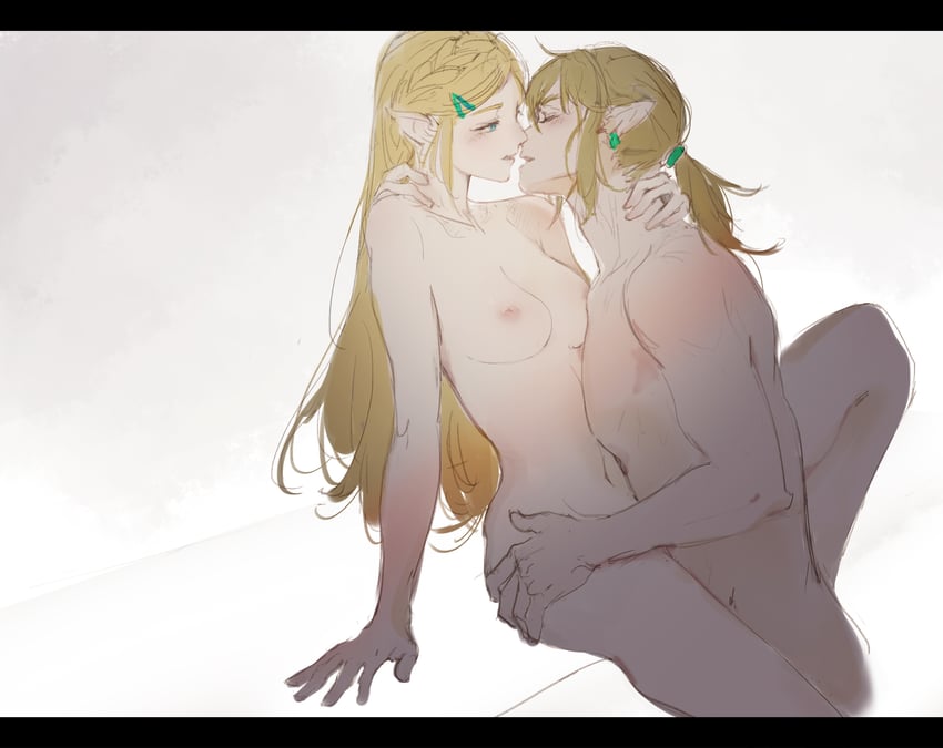 link and princess zelda (the legend of zelda and 1 more) drawn by kebory