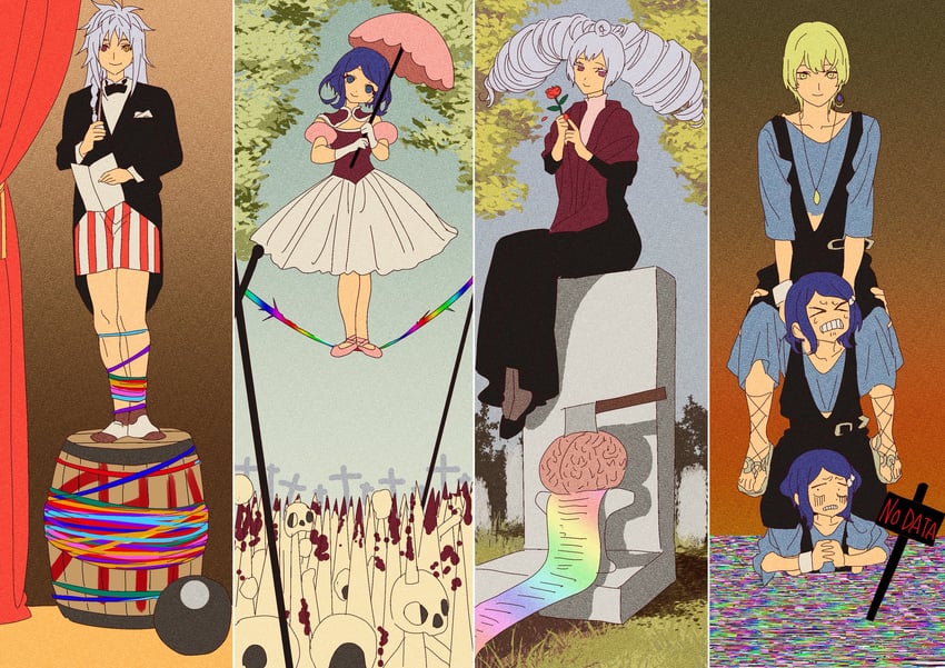 rinne, kisaragi louis, amou june, and shine (pretty series and 3 more) drawn by zashima