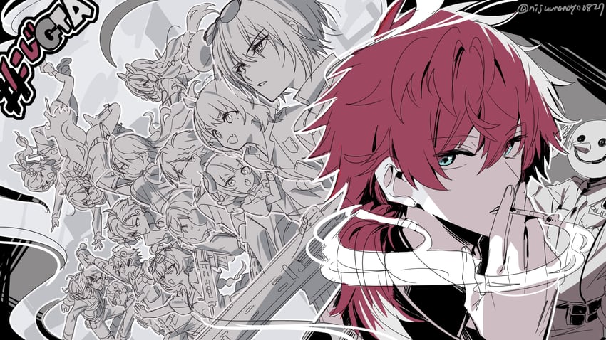 makaino ririmu, sasaki saku, lain paterson, kuramochi meruto, ishigami nozomi, and 12 more (nijisanji and 2 more) drawn by ninahachi