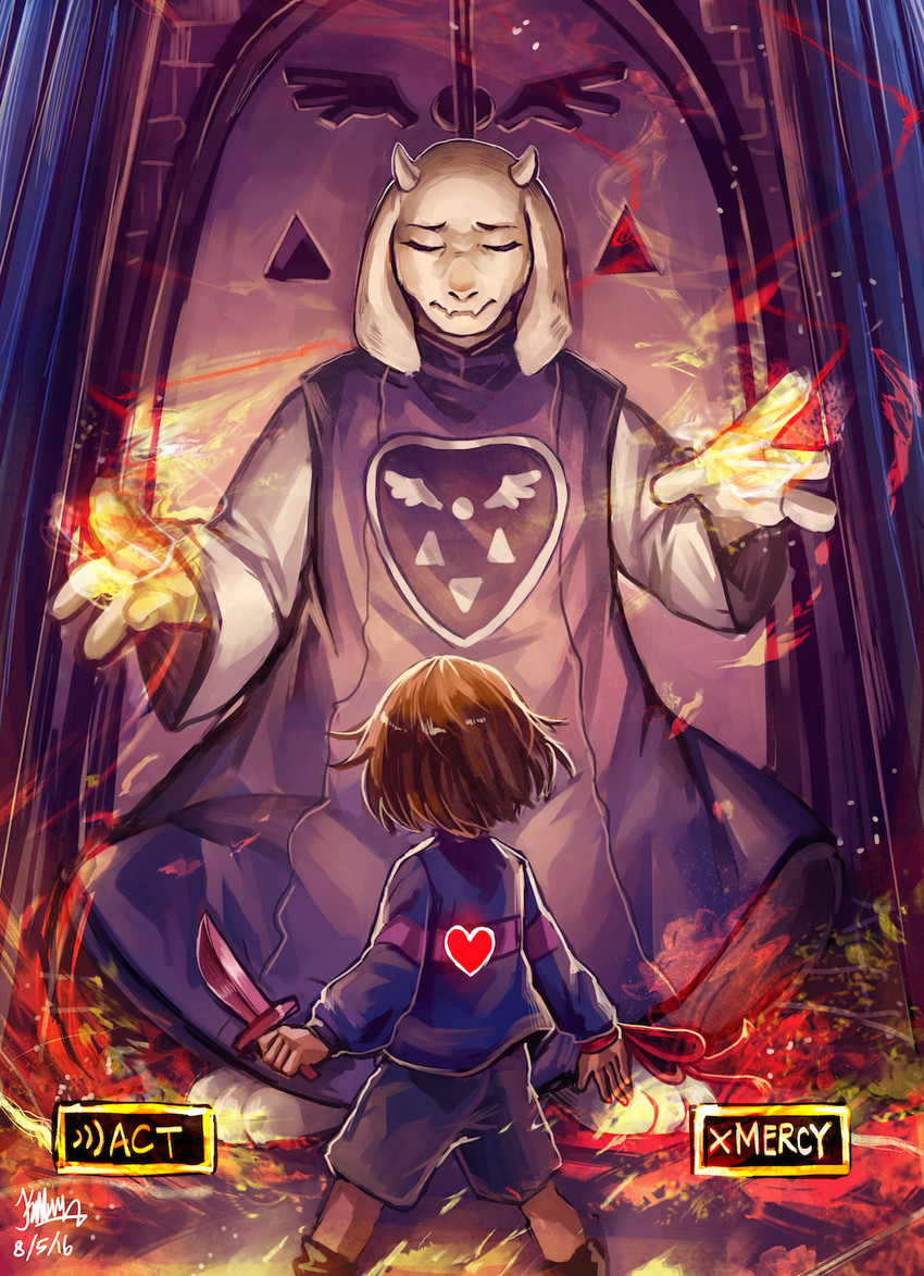 frisk and toriel (undertale) drawn by k_ptn