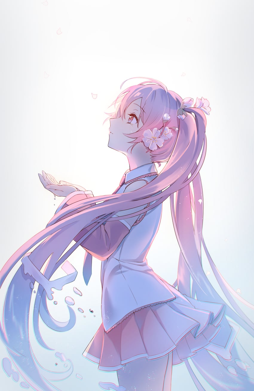 hatsune miku, yuki miku, and sakura miku (vocaloid) drawn by iluka_(ffv7)