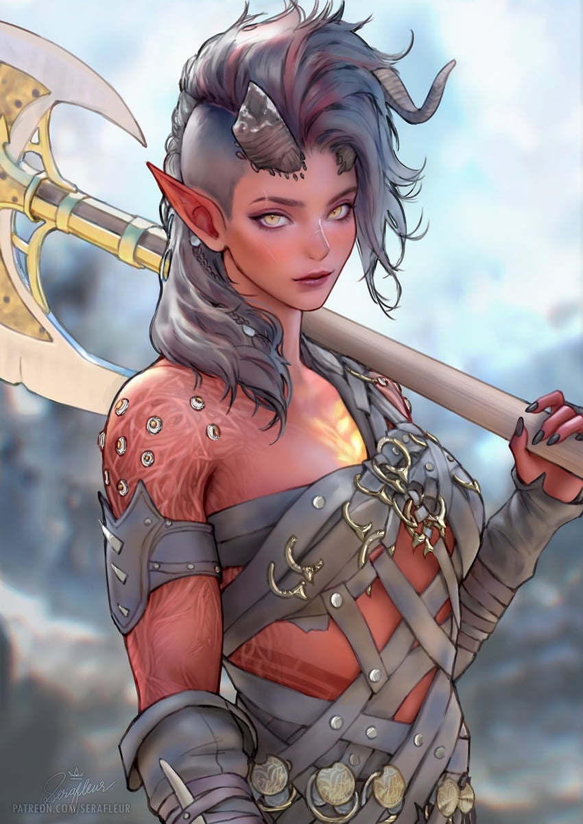 karlach (dungeons & dragons and 2 more) drawn by serafleur