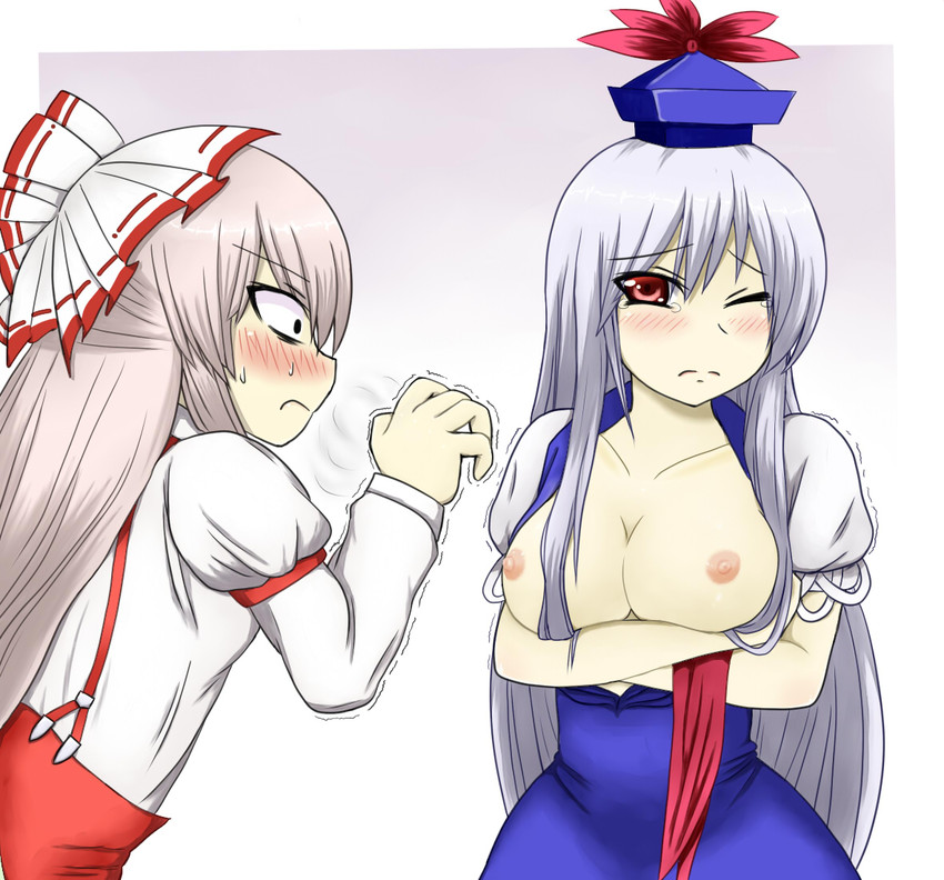 fujiwara no mokou and kamishirasawa keine (touhou) drawn by ekusu_(real_bout_extreme)