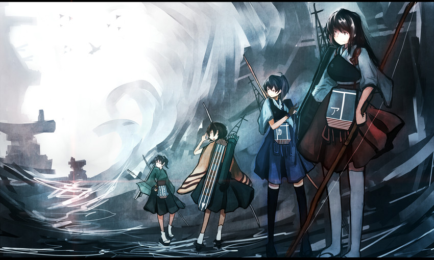 kaga, akagi, souryuu, and hiryuu (kantai collection) drawn by mifuru