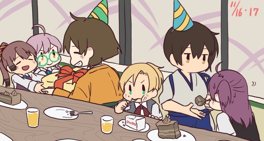 kaga, hiryuu, makigumo, hagikaze, kazagumo, and 1 more (kantai collection) drawn by betchan