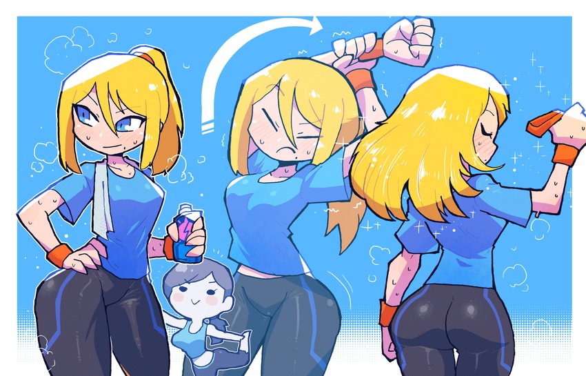samus aran and wii fit trainer (super smash bros. and 2 more) drawn by rariatto_(ganguri)