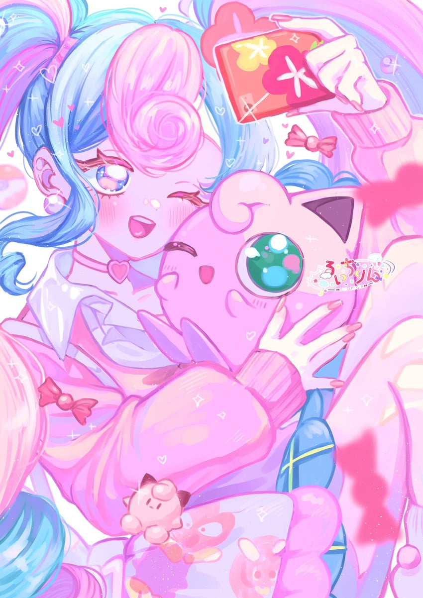 hatsune miku, jigglypuff, and fairy miku (pokemon and 2 more) drawn by ruichirin