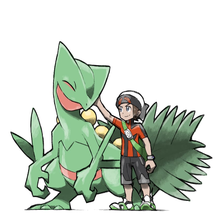 brendan and sceptile (pokemon and 1 more) drawn by blacknirrow