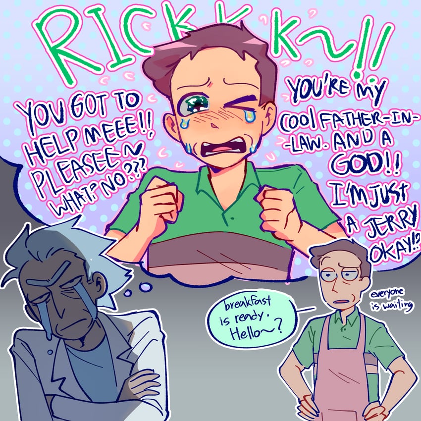 rick sanchez and jerry smith (rick and morty) drawn by onion_lin