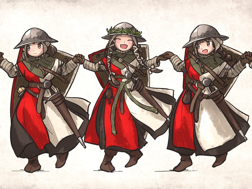 twin braids sister, flora sister, and sister-at-arms (ordo mediare sisters) drawn by ironlily