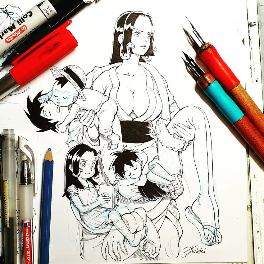 monkey d. luffy and boa hancock (one piece) drawn by davidfueleki