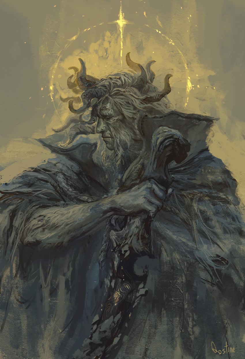 morgott the omen king and margit the fell omen (elden ring) drawn by qostine