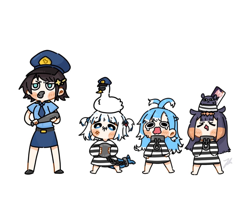 gawr gura, ninomae ina'nis, oozora subaru, takodachi, kobo kanaeru, and 1 more (hololive and 2 more) drawn by alicemuyuki