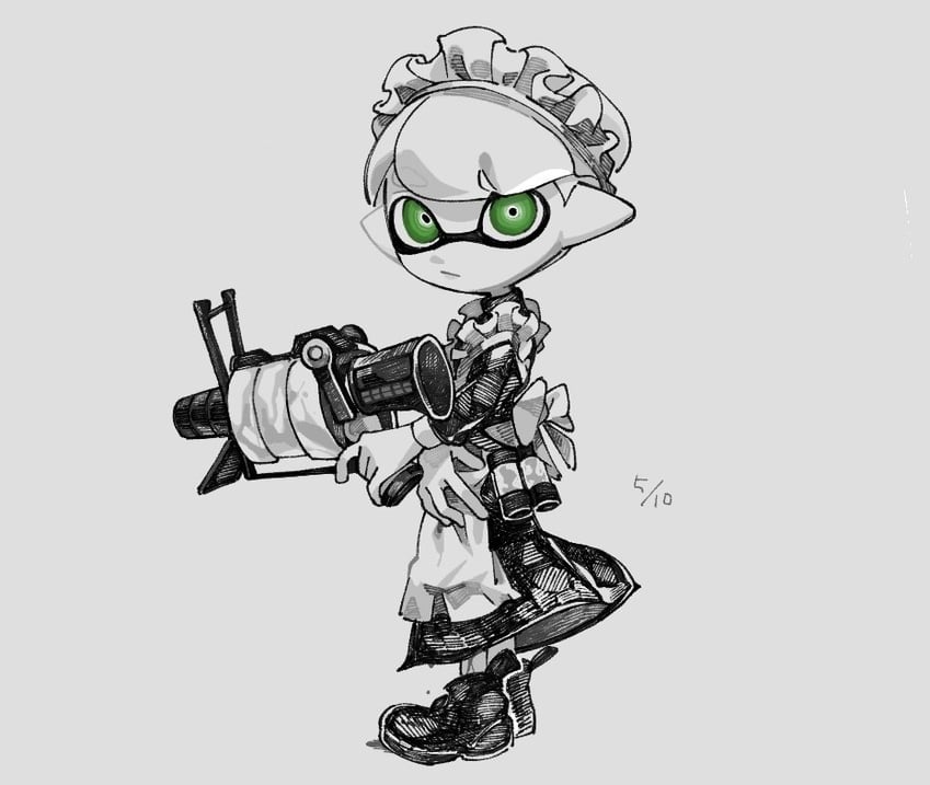 inkling player character and inkling boy (splatoon) drawn by spl8ya