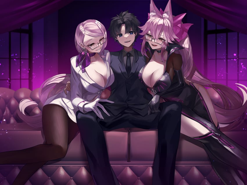 fujimaru ritsuka, tamamo, and koyanskaya (fate and 1 more) drawn by kansya