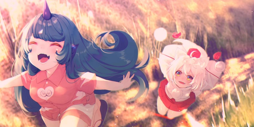 inubashiri momiji and komano aunn (touhou and 1 more) drawn by chita_(ketchup)
