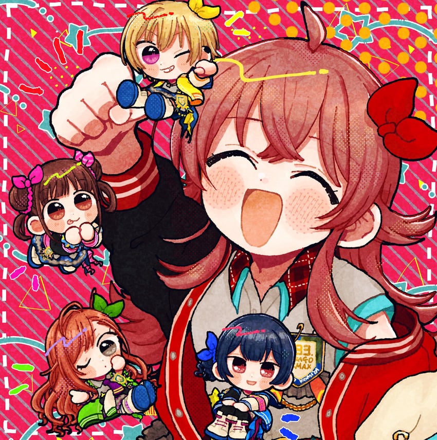 morino rinze, sonoda chiyoko, komiya kaho, arisugawa natsuha, and saijo juri (idolmaster and 1 more) drawn by matsumomo_shiika