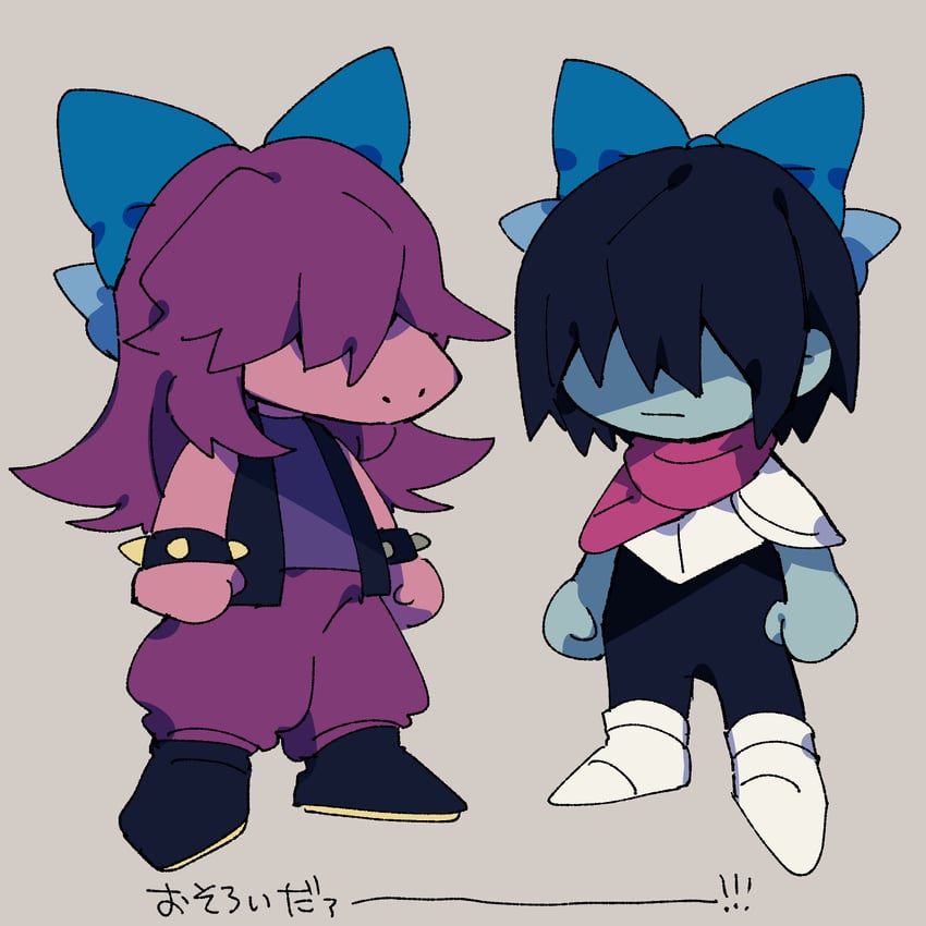 kris, susie, hero sword, and hero axe (deltarune) drawn by nikorashi-ka