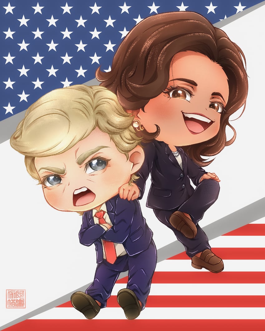 donald trump and kamala harris (real life) drawn by anagatajavanese