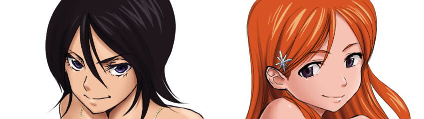 kuchiki rukia and inoue orihime (bleach and 1 more) drawn by drawfag