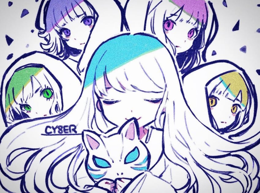 ichigo rinahamu, mashiro, yamiyume yamii, koinumaru pochi, and fujishiro anna (real life and 1 more) drawn by kiato