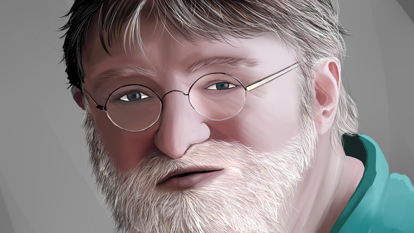 gabe newell (real life and 1 more) drawn by jiasi_de_luodi_bite