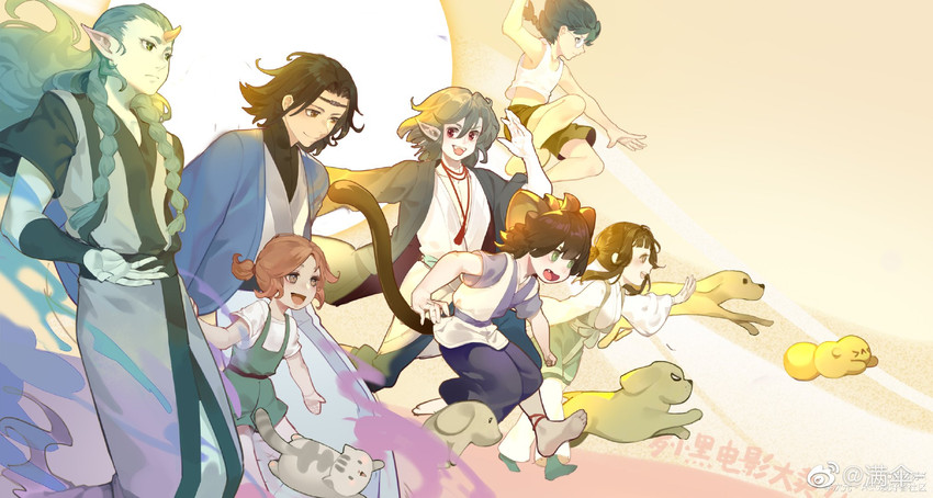 luo xiaohei, laojun, li qingning, xuan li, luo xiaobai, and 3 more (luo xiaohei zhanji and 1 more) drawn by man_san