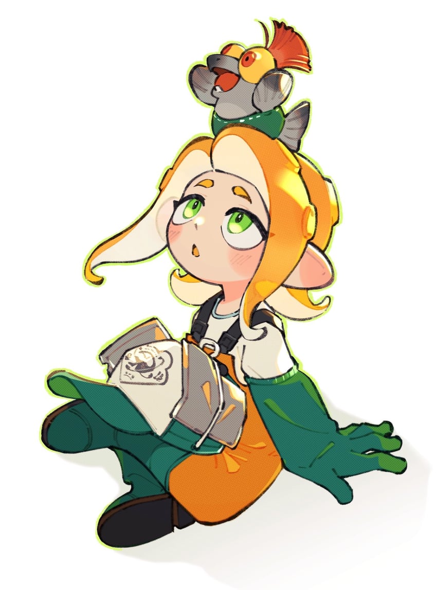 octoling player character, octoling girl, and smallfry (splatoon) drawn by inari1369
