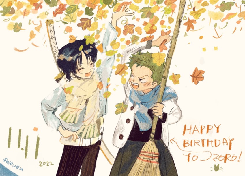 roronoa zoro and shimotsuki kuina (one piece) drawn by feleven