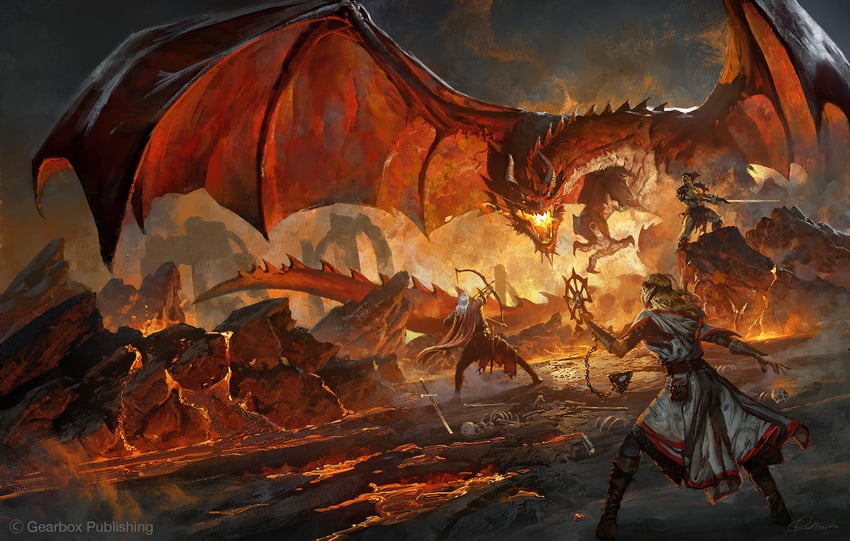 red dragon (dungeons & dragons and 1 more) drawn by greg_rutkowski
