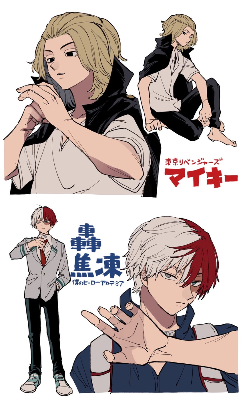 todoroki shoto and sano manjirou (boku no hero academia and 1 more) drawn by aoi_(yooo009)