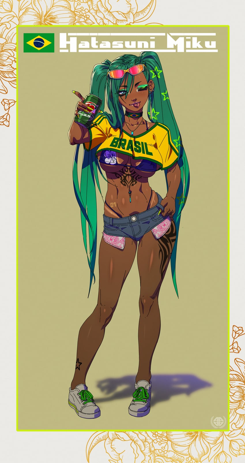 hatsune miku and brazilian miku (vocaloid) drawn by anthonio_amaury