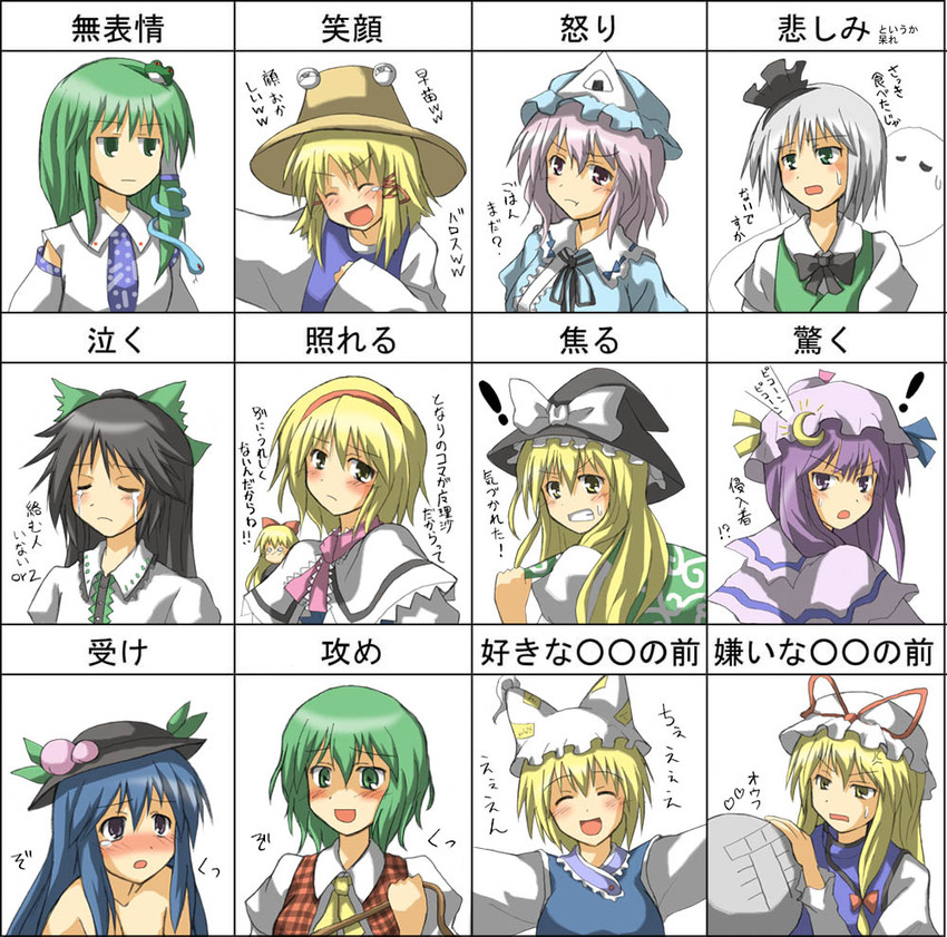 kirisame marisa, kochiya sanae, konpaku youmu, alice margatroid, patchouli knowledge, and 9 more (touhou) drawn by hino_ryuu