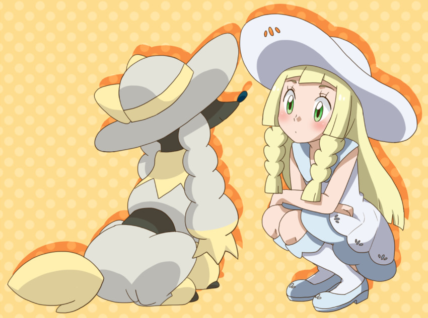 lillie and furfrou (pokemon and 1 more) drawn by kurumi_(forte)