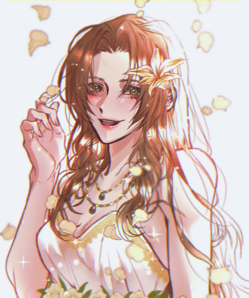 aerith gainsborough (final fantasy and 4 more) drawn by poffg_7