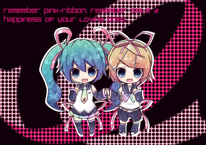 hatsune miku and kagamine rin (vocaloid) drawn by kakihito_shirazu