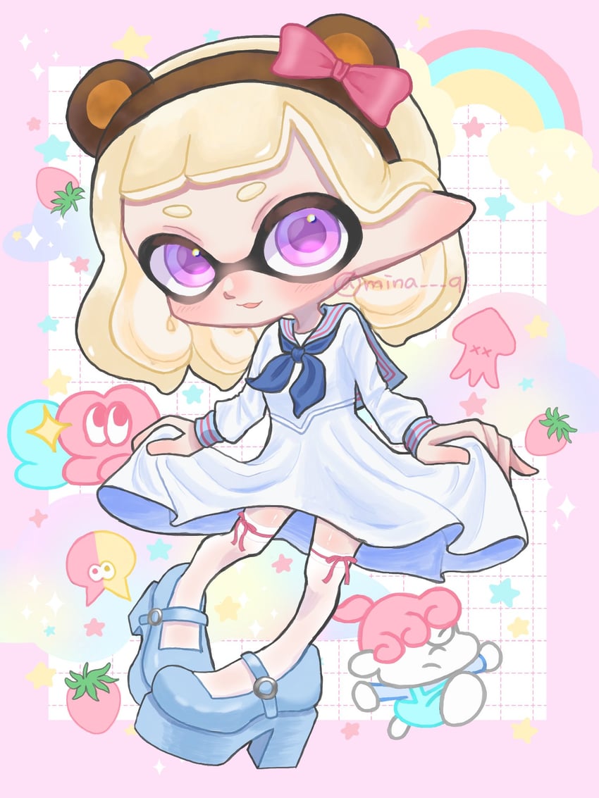inkling player character and inkling girl (splatoon and 1 more) drawn by mina_p